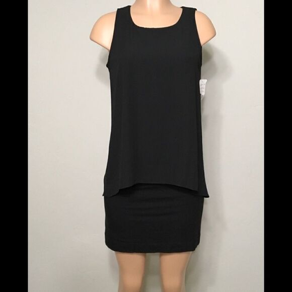 Karen Kane black sheath dress w/overlay. NWOT - Picture 1 of 8